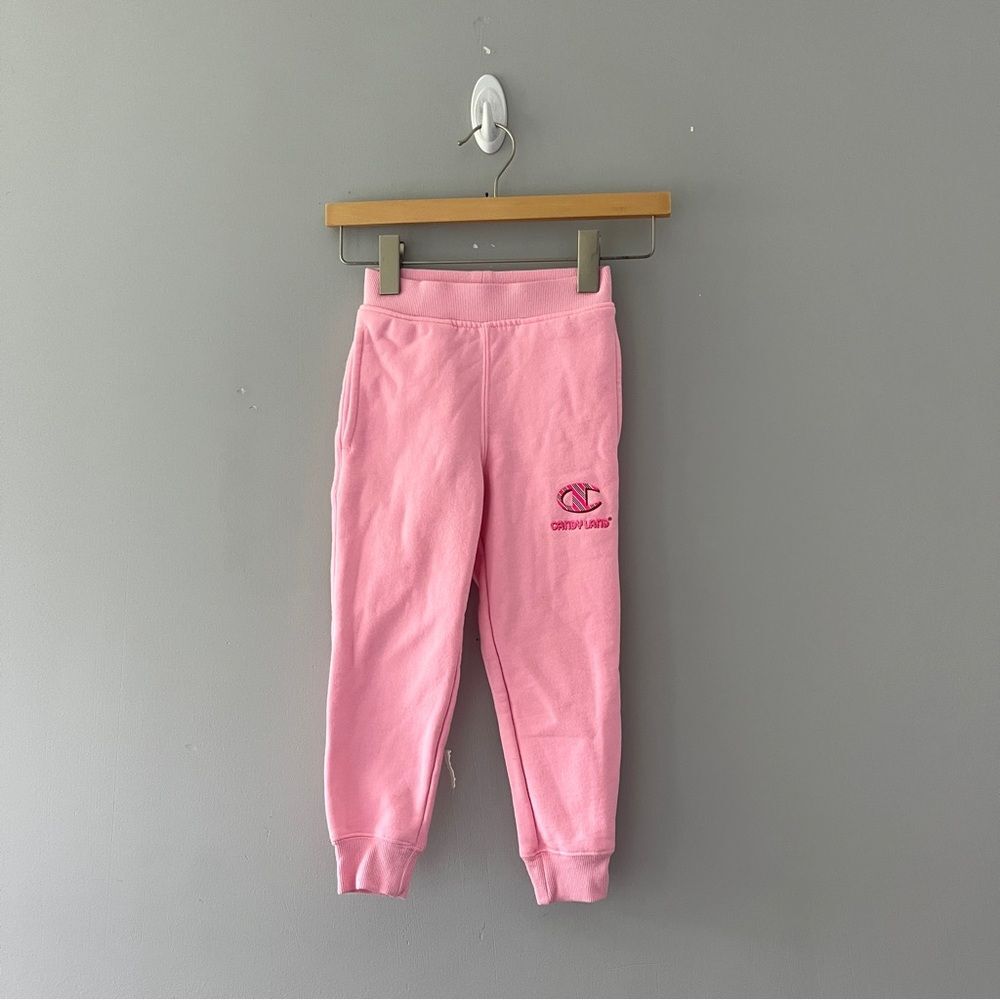 Champion x Candyland Kids Pink Jogger Sweatpants Graphic Print Fleece Size 5